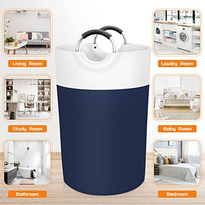 BlissTotes 115L Laundry Basket, Freestanding Collapsible Hamper, Blue - color: Blue, size: 115L