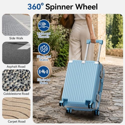 Checked Luggage, Zipperless Aluminum Frame Suitcase, Blue, 24 in - color: blue, size: 24in
