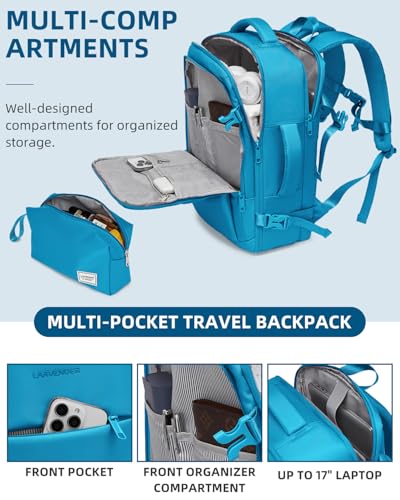 LARVENDER Carry on Luggage 20-Inch Expandable Suitcases, Ocean Breeze | 22x14x9 Airline Approved, Gradient PC+ABS Hardshell, Expands 2", 360° Spinner Wheels, TSA Lock, 3-Piece Set with XL Backpack - color: Ocean Breeze (XL-BP), size: 3 Piece Set (Backpack