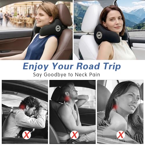 U-Shaped Car Headrest Pillow for Sleeping, 100% Memory Foam Car Pillow - color: Pack of 1/Black/U-shaped