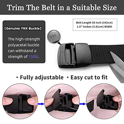 Mile High Life | Nylon Web Belt | Outdoor Military Belt | TSA Safe Buckle Plastic/Metal - color: Beige