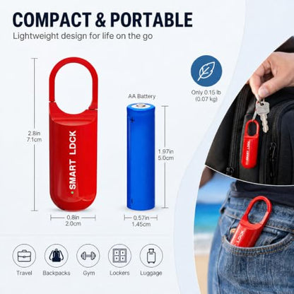 Smart Fingerprint Padlock for Locker, Small Rechargeable Fingerprint Lock, Keyless Biometric Thumbprint Padlock for Gym School Locker, Suitcase, Backpack - color: Black