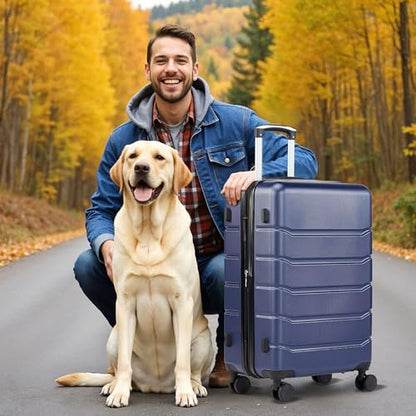 Simple Deluxe 24 Inch Hardside Carry On Luggage, Suitcase with Double Spinner Wheels & TSA Lock, Hard Shell Suitcase, Expandable Rolling Lightweight Luggage, Blue - color: Blue, size: 24 inch