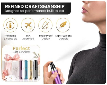 4 Pcs Refillable Perfume Atomizer, Travel Perfume Bottle Refillable and Leak-Proof, Portable Empty Cologne Atomizer, Mini Refillable Perfume Bottle for Pocket, Easy to Refill Decant Sprayer (10 ml) - size: 10 ml