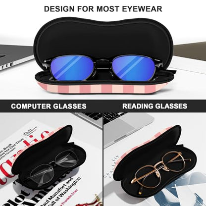Sunglasses Soft Case, Ultra Light Portable Neoprene Zipper Glasses Case for Men Women - color: Pink Plaid