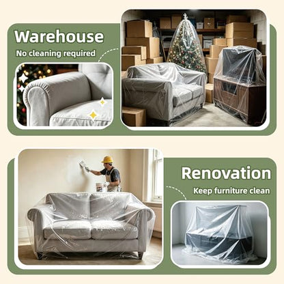 Plastic Clear Sofa Loveseat Furniture Covers for Moving Storage - size: for Loveseat