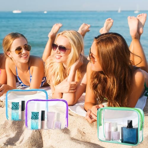 Sanwuta 100 Pcs Clear Makeup Bags Bulk, Toiletry Bag,Candy Colors - color: Candy Colors