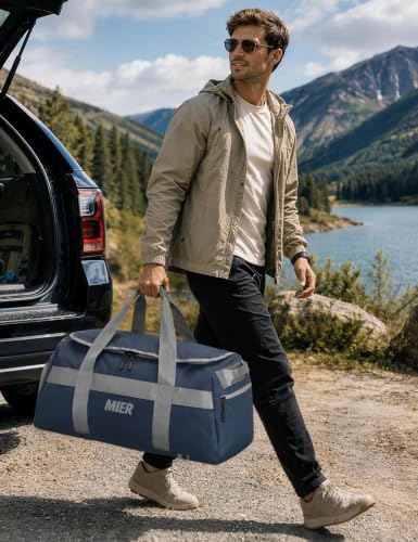 MIER Men's 60L Gym Duffle Bag Large Weekender Travel Duffel Backpack, Blue - color: Blue