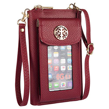 Small Crossbody Purse Cell Phone Wristlet Wallet for Women RFID - color: Wine