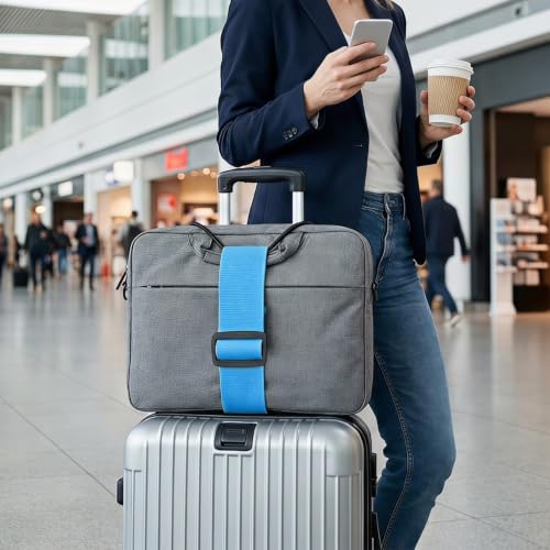 2 Pcs Blue Luggage Connector Straps, Adjustable Straps for Suitcases - color: Blue, 2pcs