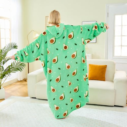 Moinlizy Oversized Wearable Blanket Hoodie for Women Men - color: Avocado