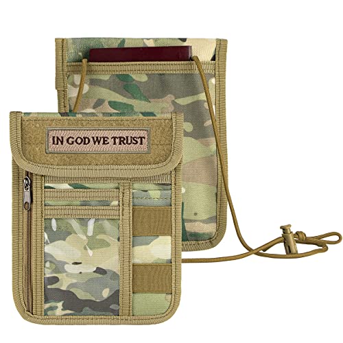 Travel Neck Wallet Tactical Passport Holder ID Card Organizer - color: CP