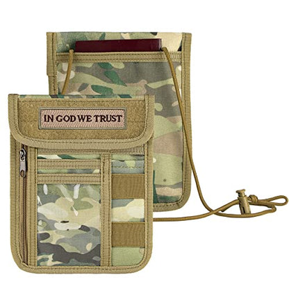 Travel Neck Wallet Tactical Passport Holder ID Card Organizer - color: CP