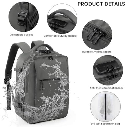 TANTOMI Travel Backpack for Women, Laptop Bag, 23L Carry on Backpack - color: Dark Grey, size: Large