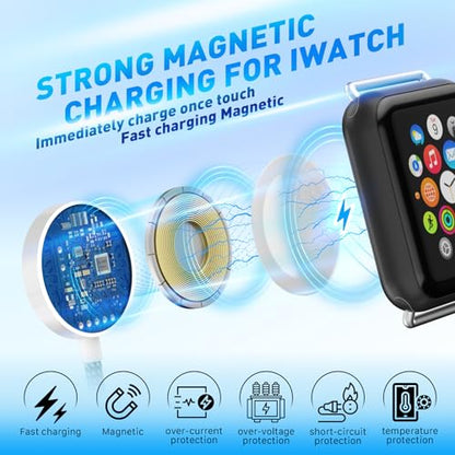 Rose Tattoo 3 in 2 USB C Charging Charger Cable Compatible with Apple Watch - color: Blue