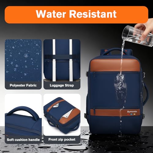 Exquisite Travel Laptop Backpack, Flight Approved Size Carry on Bag (35L) | 180° Opening, with Laptop Compartment, with Luggage Strap - color: Navy, size: XL (8x12.8x18.5")