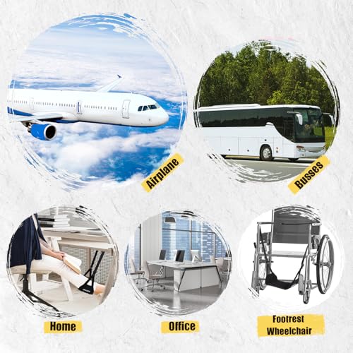 2-Pack Foot Hammock Plane Travel, No Collapse Thickened Bamboo Foot Rest - color: Black