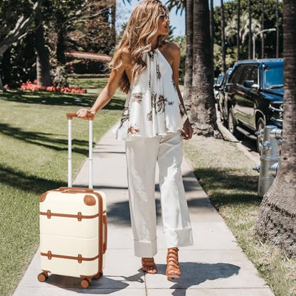 Expandable Carry On Luggage Set, 20In PC Hardside Suitcase with Backpack | Suitcase Set 3 Piece with Spinner Wheels /TSA Lock/For Women,Travel Airline Approved - color: Beige