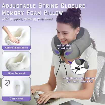 Travel Neck Pillow,Neck Pillow for Sleeping Travel,Airplane, Car, Office - color: Grey