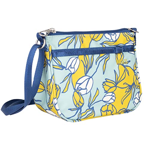 Haiku Lark RFID Blocking Zippered Crossbody Travel Bag - color: Valley Tulip Print