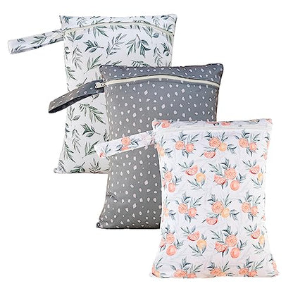 Happy Flute 3 Set Wet Bag Storage Bag Waterproof Washable for Baby - color: Orange