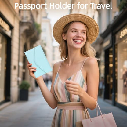 ZOPPEN Passport Holder Travel Wallet Organizer for Women,Paradise Blue - color: Paradise Blue
