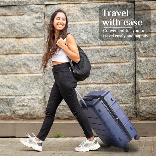 OLIXIS 20 Inch Carry-On Luggage, Hardside Suitcase with Spinner Wheels, Lightweight ABS Hard Shell Travel Luggage, TSA Approved Lock, Expandable Small Suitcase for Business & Travel–Blue - color: Blue, size: 20 IN
