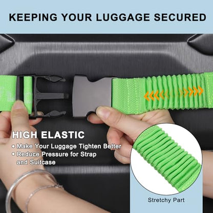 Luggage Straps for Suitcases, Stretchable TSA Approved Suitcase Connector Straps, Heavy Duty Luggage Attachment Belt, Adjustable Suitcase Strap Belt 2 Pack