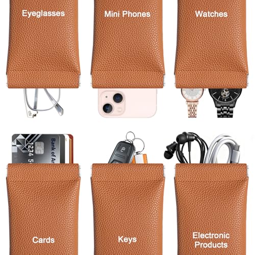 RayLove 3 Pack Leather Eyeglasses Cases PU Soft Sunglasses Pouch Squeeze Top Portable Glasses Cases for Men Women