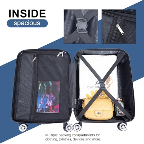 Tripcomp Carry-on Luggage Set 2 Piece Hardside Suitcase With Spinner Wheels - color: Blue-2, size: 2 Piece Set(14/20)