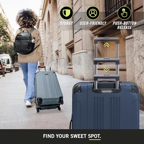 Kenneth Cole REACTION Out of Bounds Lightweight Hardshell 4-Wheel Spinner Luggage, Naval, 24-Inch Checked - color: Naval, size: 24-Inch Checked