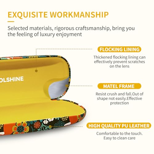 molshine Hard Shell PU Leather Glasses Case,Travel Portable Eyeglass Case for Men Women Girl Travel Study Work - color: Fox