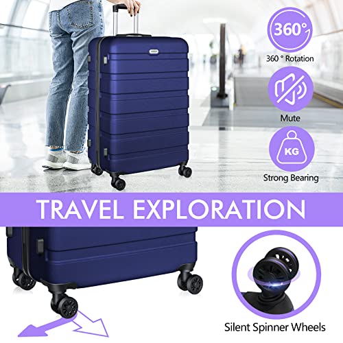 AnyZip Luggage PC ABS Hardside Lightweight Suitcase with 4 Universal Wheels TSA Lock Checked-Large 28 Inch Dark Blue - color: DarkBlue, size: 28" Checked-Large