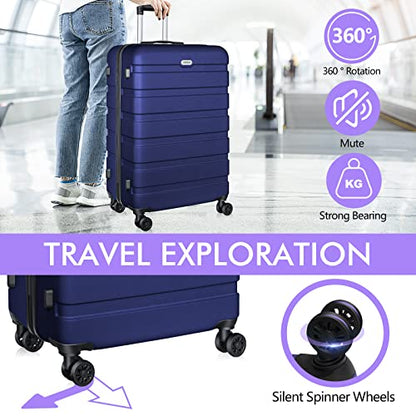 AnyZip Luggage PC ABS Hardside Lightweight Suitcase with 4 Universal Wheels TSA Lock Checked-Large 28 Inch Dark Blue - color: DarkBlue, size: 28" Checked-Large