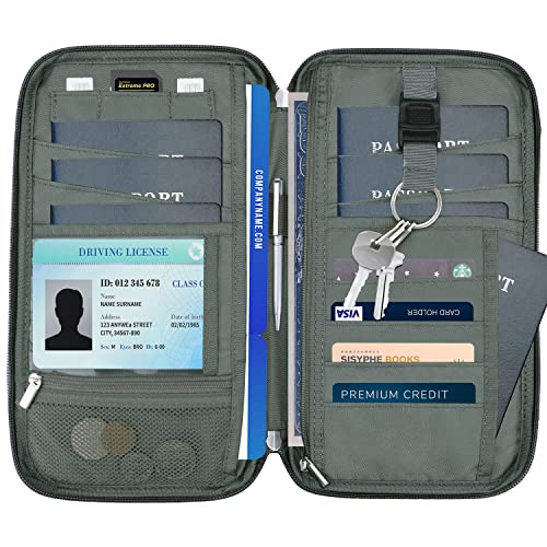 WALNEW Passport Holder for Travel Family, RFID Blocking Passport Wallet - color: Gray
