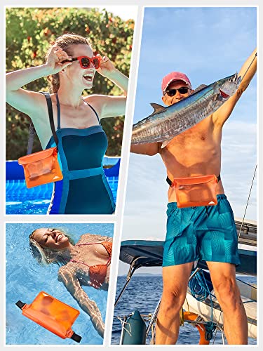 HEETA 2-Pack Waterproof Fanny Pack Pouch Dry Bag for Phone Passport Purse - color: Grey & Orange