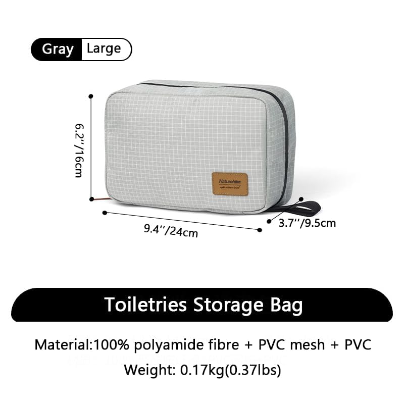 windhike Naturehike Hanging Toiletry Bag for Men Women, Water-Resistant - color: Grey-L
