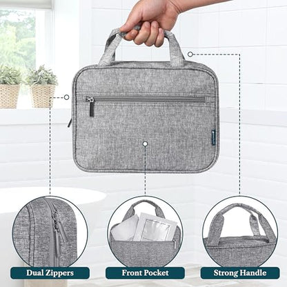 PAVILIA Hanging Toiletry Bag for Women Men, Portable Makeup Organizer, Grey - color: Heather Gray