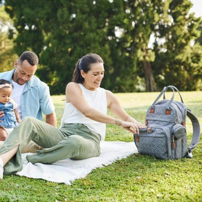 BabbleRoo Diaper Bag Backpack - Baby Essentials Travel Tote - Multi Function Water Resistant Diaper Bag, Travel Essentials Baby Bag with Changing Pad, Stroller Straps & Pacifier Case - Light Gray - color: Light Gray, size: Large