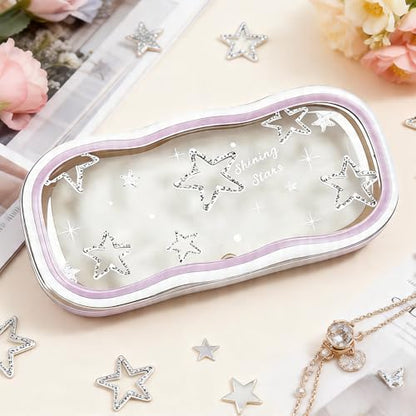 Glasses Case Hard Shell, Clear Eyeglass Case, Cute Holder for Sunglasses and Reading Glasses - color: Star