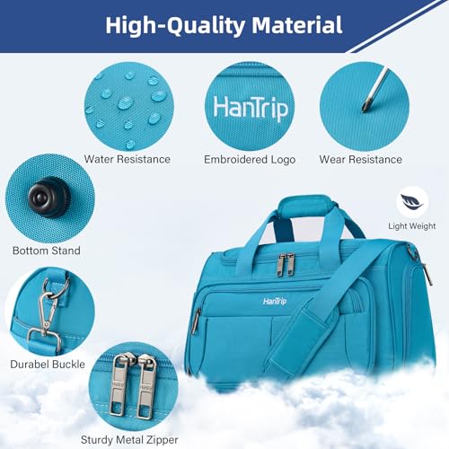 HanTrip 16 Inch Underseat Carry On Duffle Bag for Airplanes, Caribbean Blue - color: Caribbean Blue, size: Carry-on 16.5-Inch