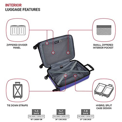 SwissGear 8018 Expandable Luggage Set, 3-Piece Hardside Luggage Set with Spinner Wheels - color: Blue Violet, size: 3-Piece Set (20/24/27)