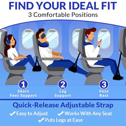 2 Pack Airplane Travel Footrest Hammock Adjustable Strap Portable Leg