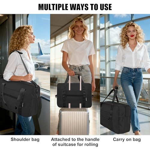 Duffle Bag for Travel Foldable Personal Item Travel Bag, 40L, Black - color: Black, size: 40L