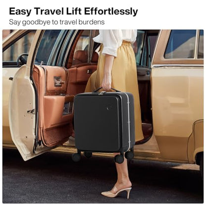 mixi 17x14x9 Carry On Luggage Underseat PC Hard Shell Suitcase Top Opening Aluminum Frame Travel Suitcases with Wheels, Black - color: Black, size: 17x14x9 Inch