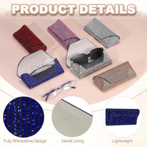 PATIKIL Bling Sunglass Case Eyeglasses Hard Shell w/Rhinestones - color: Blue