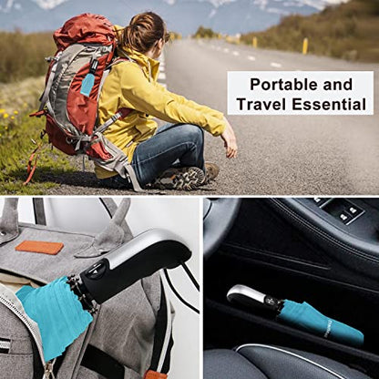 TradMall Travel Umbrella Windproof 56 Inches Canopy, Sky Blue - color: Sky Blue, size: 56 Inches