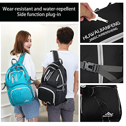 Lywencom 30L Foldable Hiking Backpack Ultralight Waterproof Daypack(Black) - color: Black