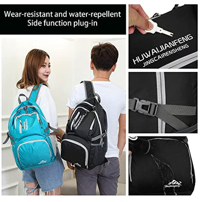 Lywencom 30L Foldable Hiking Backpack Ultralight Waterproof Daypack(Black) - color: Black