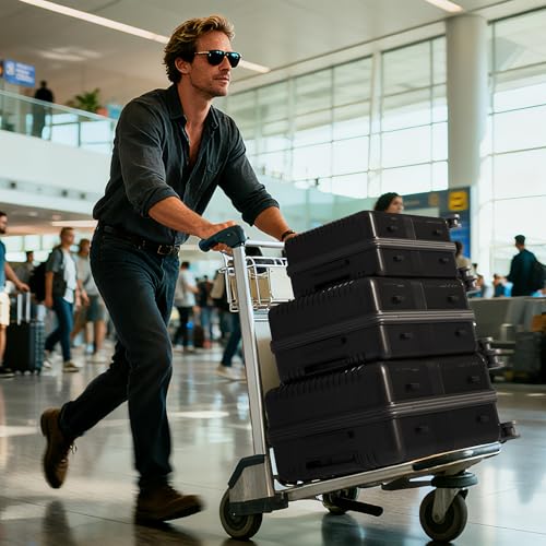 Karl home Hardshell Carry On Luggage with Spinner Wheels, Black - color: Black, size: S (20in)